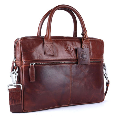 Stylish Brown Laptop Bag for Men: 31x38x5.5 cm Dimensions CuirLondon