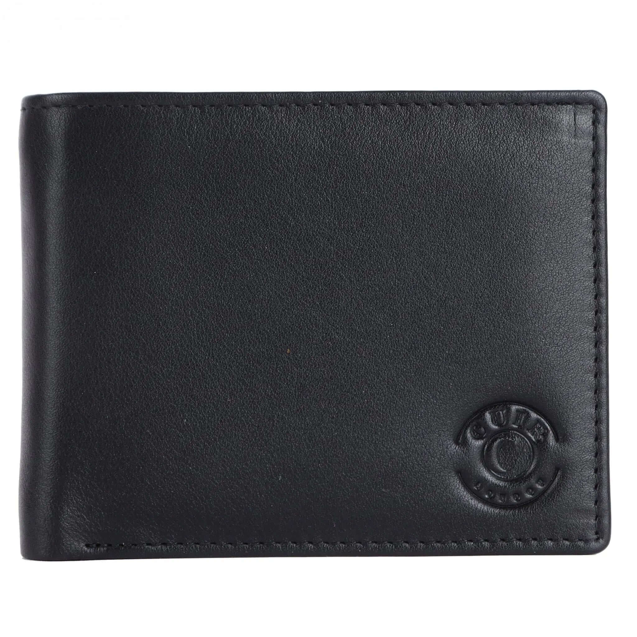 Genuine Black Leather RFID Wallet | 11.5x9 cm | 7 Card Slots CuirLondon