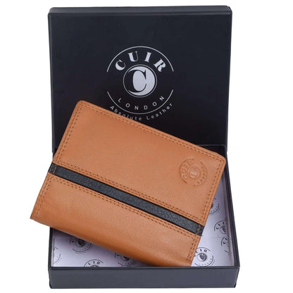 Genuine Light Brown RFID Wallet for Men | Buff and Cow Leather | 6 Pockets CuirLondon