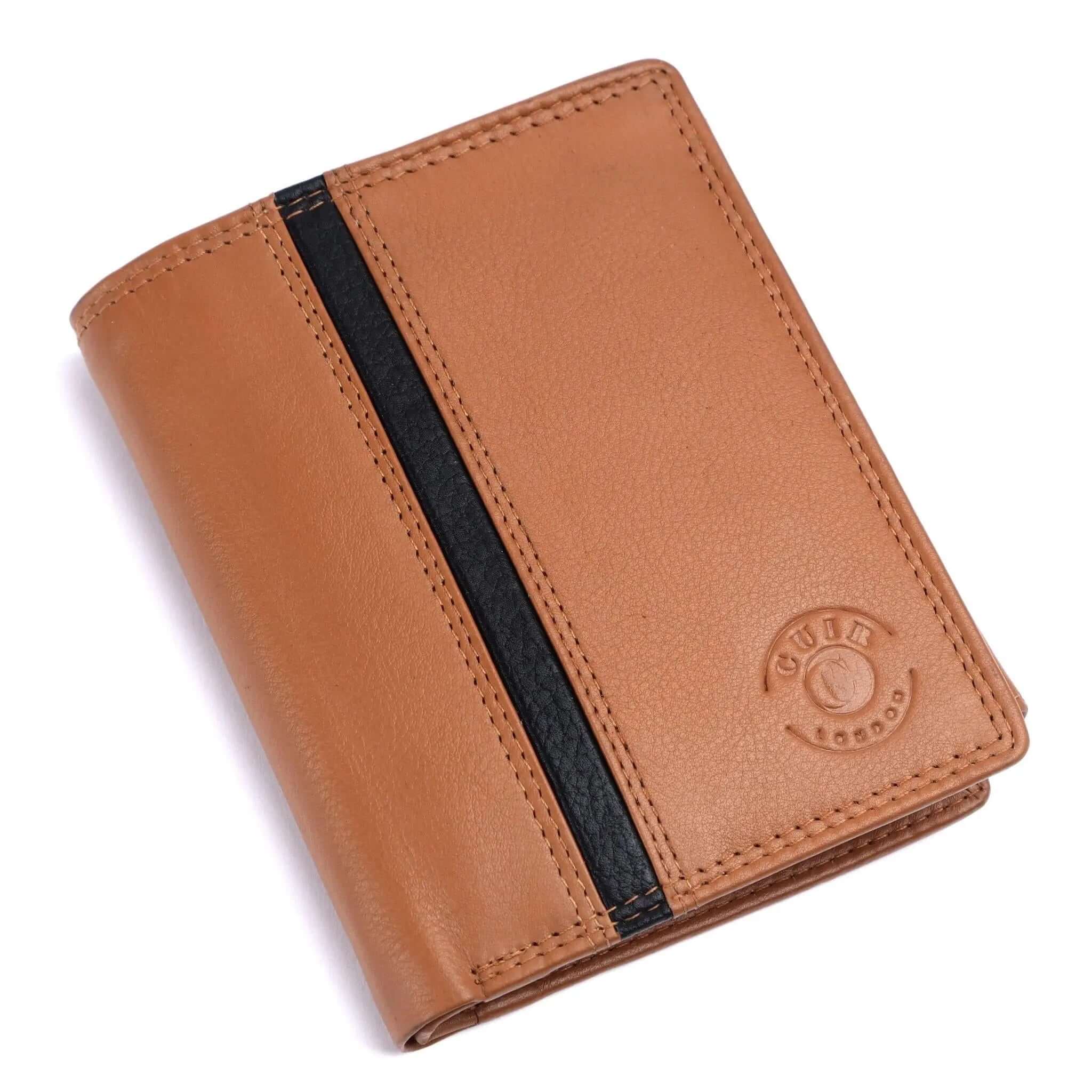 Genuine Light Brown RFID Wallet for Men | Buff and Cow Leather | 6 Pockets CuirLondon