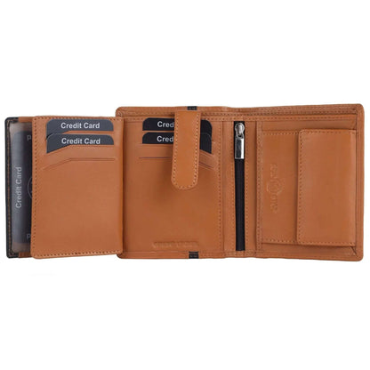 Genuine Light Brown RFID Wallet for Men | Buff and Cow Leather | 6 Pockets CuirLondon