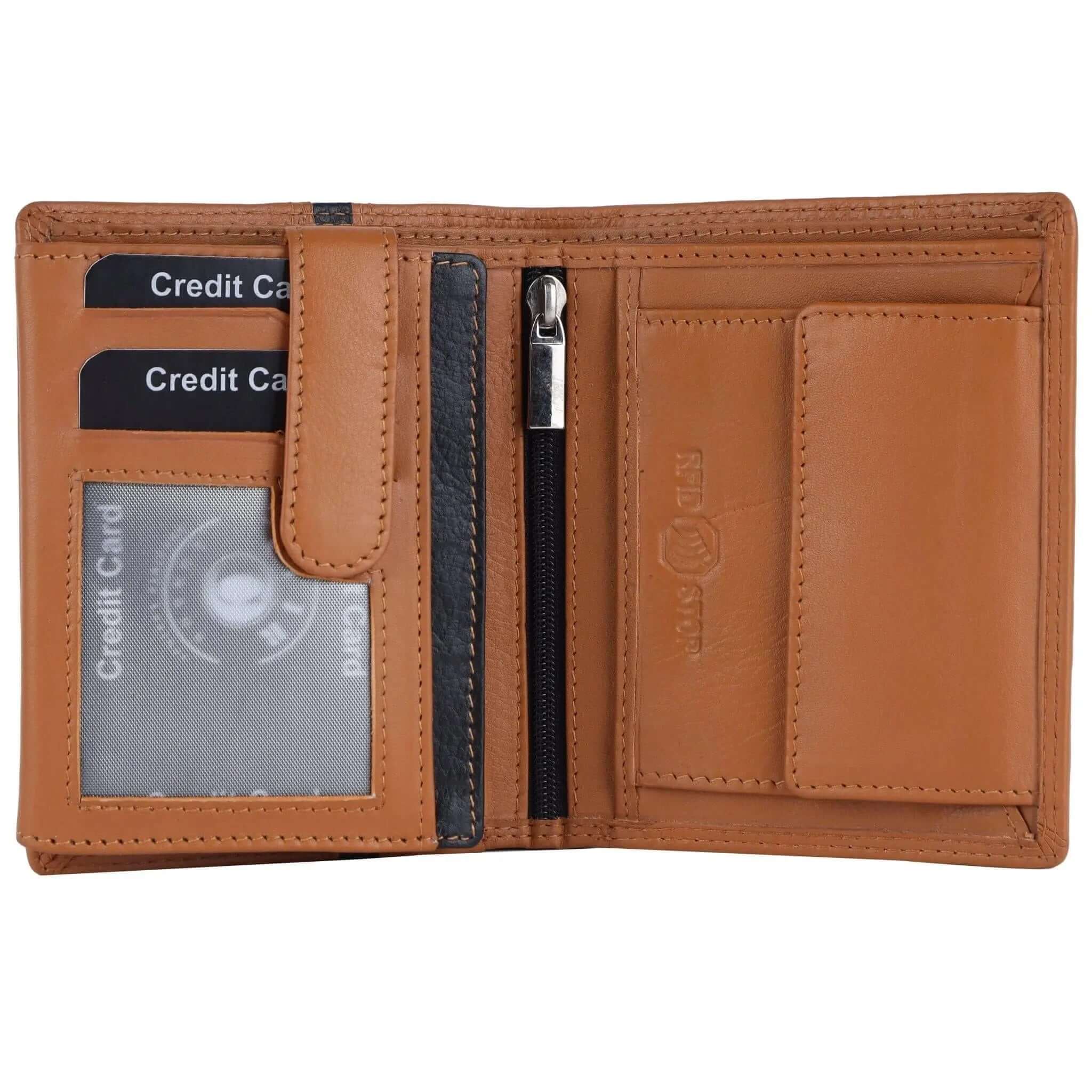 Genuine Light Brown RFID Wallet for Men | Buff and Cow Leather | 6 Pockets CuirLondon