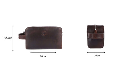 Deep Brown Wash Bag: 14.5x24x10 cm Dimensions CuirLondon