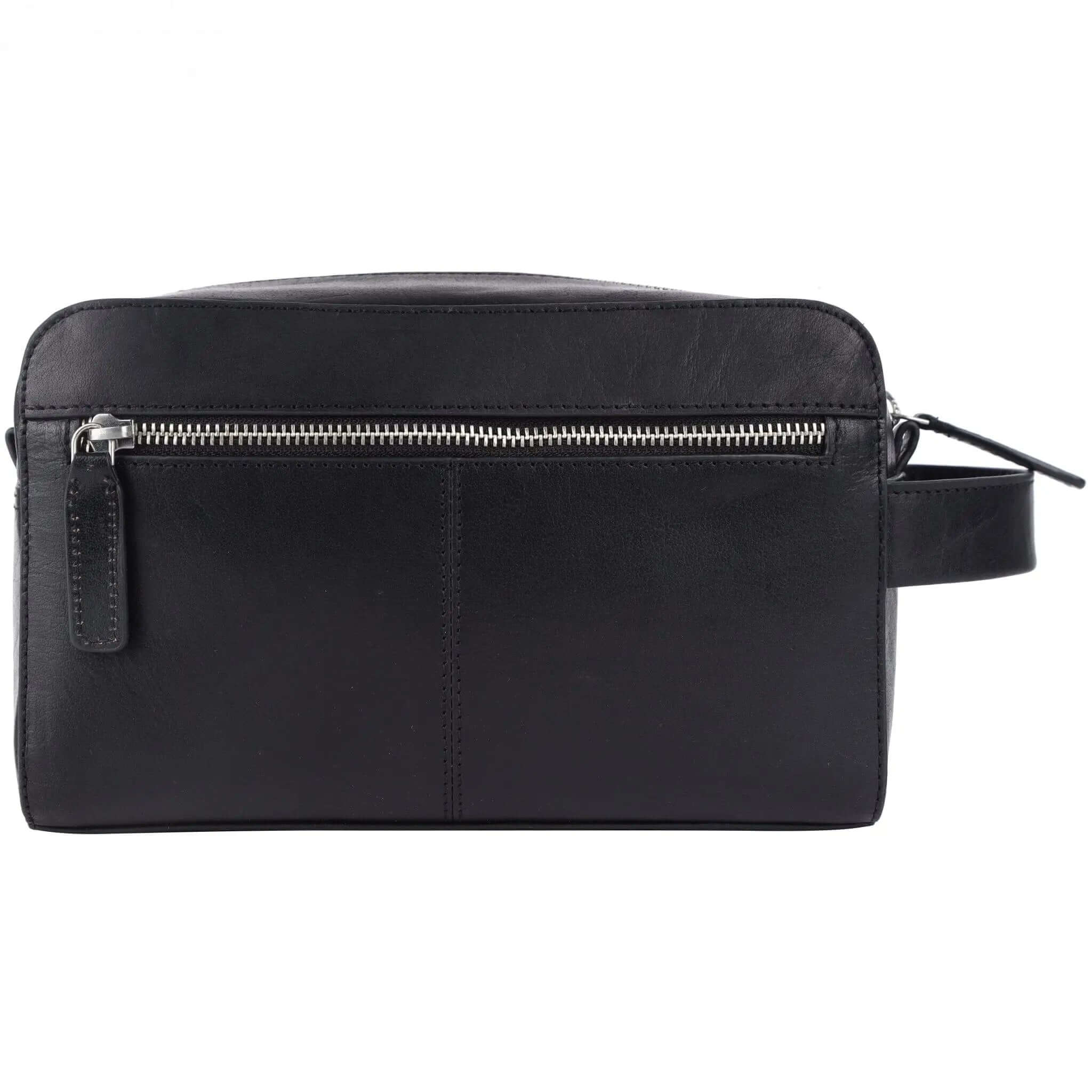 Stylish Black Leather Wash Bag: 14.5x24x10 cm Dimensions CuirLondon